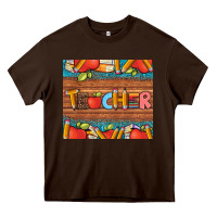 Chocolate Brown teacher and pens apples books leopard and tooled leather tumbler Heavy Core Tee - Artiststas