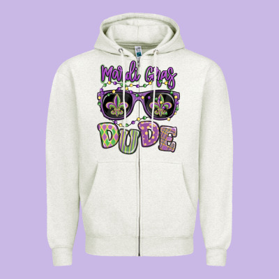 Mardi Gras Dude Zipper Hoodie Designed By Maliassmallbusiness
