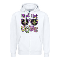White mardi gras dude Zipper Hoodie - MaliasSmallBusiness