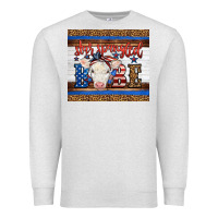 Oatmeal Heather 4th of July Western Star Spangled Baby Cow Premium Sweatshirt - LillyAllenDesigns