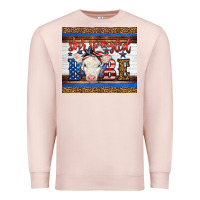 Pale Pink 4th of July Western Star Spangled Baby Cow Premium Sweatshirt - LillyAllenDesigns