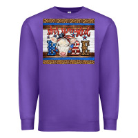Purple 4th of July Western Star Spangled Baby Cow Premium Sweatshirt - LillyAllenDesigns