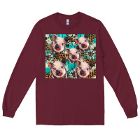 Burgundy western cowhide sunflower baby pig Long Sleeve Tee - BarkalooDesign