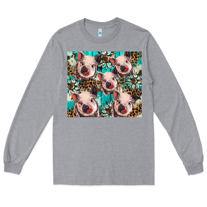 Western Cowhide Sunflower Baby Pig Long Sleeve Tee by BarkalooDesign | Teevron