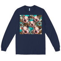 Navy western cowhide sunflower baby pig Long Sleeve Tee - BarkalooDesign