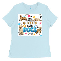 Baby Blue life is better with dogs Ladies Tee - MaliasSmallBusiness