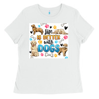 White life is better with dogs Ladies Tee - MaliasSmallBusiness