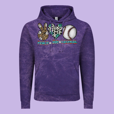 Peace Love Baseball Vintage Hoodie Designed By Cowhidedigitalart
