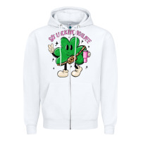 White so luckin boujee Zipper Hoodie - MaliasSmallBusiness