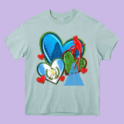 Guatemala Hearts Heavy Core Tee Designed By Texasbilliewilder