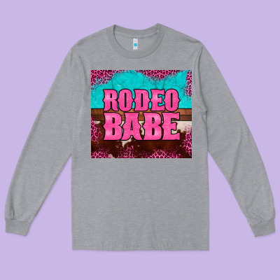 Rodeo Babe Cowhide Leopard Turquoise Long Sleeve Tee Designed By Barkaloodesign