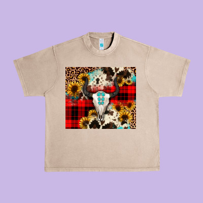 Bullskull Sunflower Urban Heavy Tee Designed By Jahusdesignshop