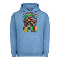 Pigment Pebble Blue juneteenth free ish since 1865 Urban Hoodie - CowGirlArtShop