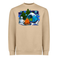 Mushroom winter camping with camp fire Heavyweight Sweatshirt - AdoDesignShop