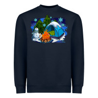 Navy winter camping with camp fire Heavyweight Sweatshirt - AdoDesignShop