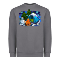 Storm winter camping with camp fire Heavyweight Sweatshirt - AdoDesignShop