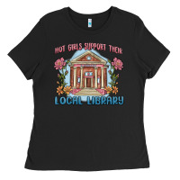 Black hot girls support their local library Ladies Tee - MaliasSmallBusiness