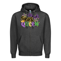 Charcoal Heather mardi gras queen Zipper Hoodie - MaliasSmallBusiness