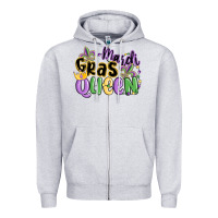 Heather Grey mardi gras queen Zipper Hoodie - MaliasSmallBusiness