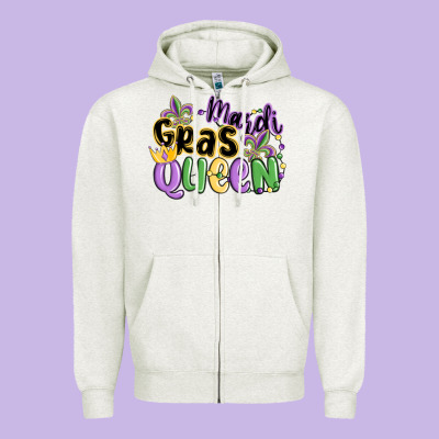 Mardi Gras Queen Zipper Hoodie Designed By Maliassmallbusiness