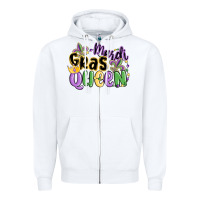 White mardi gras queen Zipper Hoodie - MaliasSmallBusiness