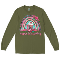 Army Green nurse life spring rainbow Long Sleeve Tee - BarkalooDesign