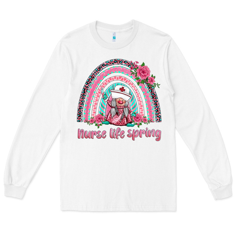 Nurse Life Spring Rainbow Long Sleeve Tee by BarkalooDesign | Teevron