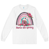 White nurse life spring rainbow Long Sleeve Tee - BarkalooDesign