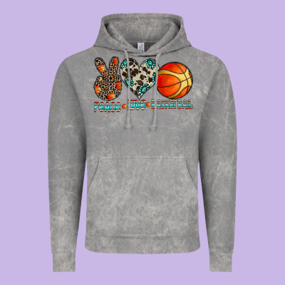Peace Love Basketball Vintage Hoodie Designed By Cowhidedigitalart