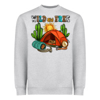 Heather Grey wild and free camp Heavyweight Sweatshirt - AdoDesignShop