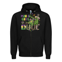 Black mardi gras dude alligator Zipper Hoodie - MaliasSmallBusiness