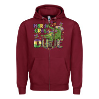 Burgundy mardi gras dude alligator Zipper Hoodie - MaliasSmallBusiness