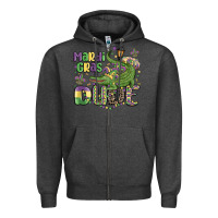 Charcoal Heather mardi gras dude alligator Zipper Hoodie - MaliasSmallBusiness