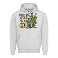 Dove Grey mardi gras dude alligator Zipper Hoodie - MaliasSmallBusiness