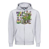 Heather Grey mardi gras dude alligator Zipper Hoodie - MaliasSmallBusiness