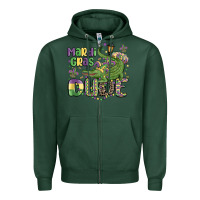 Sports Green mardi gras dude alligator Zipper Hoodie - MaliasSmallBusiness