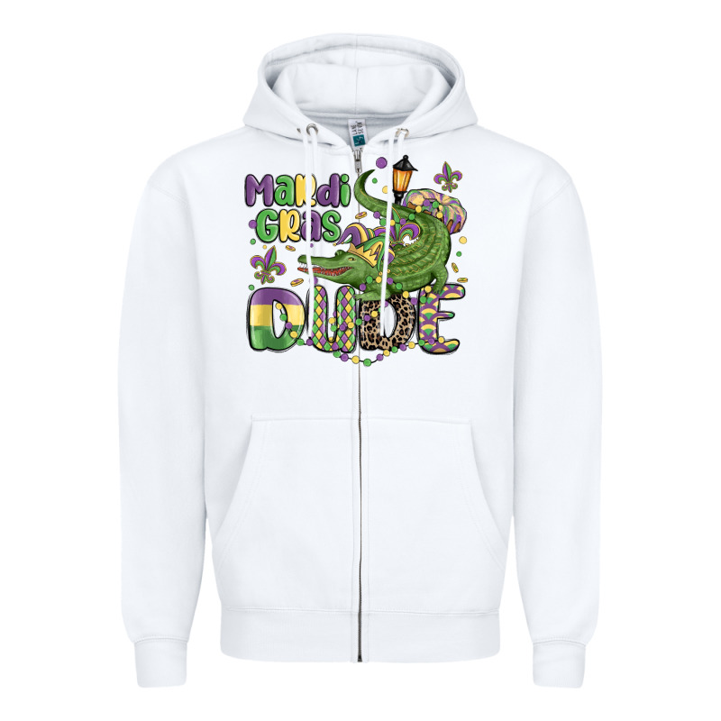 Mardi Gras Dude Alligator Zipper Hoodie by MaliasSmallBusiness | Teevron