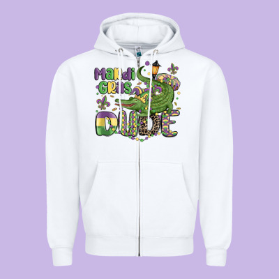 Mardi Gras Dude Alligator Zipper Hoodie Designed By Maliassmallbusiness