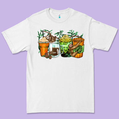 Sloth Coffee Cups Premium Tee Designed By Zillion Design Studio