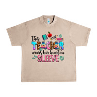 French Oak this teacher wears her heart on sleeve Urban Heavy Tee - AdoDesignShop