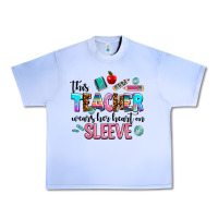 Grape Ice this teacher wears her heart on sleeve Urban Heavy Tee - AdoDesignShop