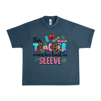 Midnight Navy this teacher wears her heart on sleeve Urban Heavy Tee - AdoDesignShop