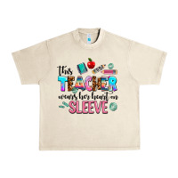 Sandshell this teacher wears her heart on sleeve Urban Heavy Tee - AdoDesignShop