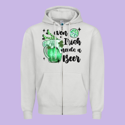 Even ırısh Needs A Beer Zipper Hoodie Designed By Maliassmallbusiness