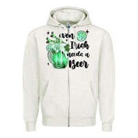 Oatmeal Heather even ırısh needs a beer Zipper Hoodie - MaliasSmallBusiness