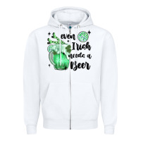 White even ırısh needs a beer Zipper Hoodie - MaliasSmallBusiness
