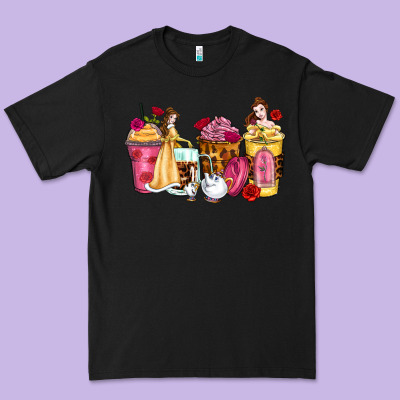 Princess Cartoon Coffee Cups Premium Tee Designed By Zillion Design Studio