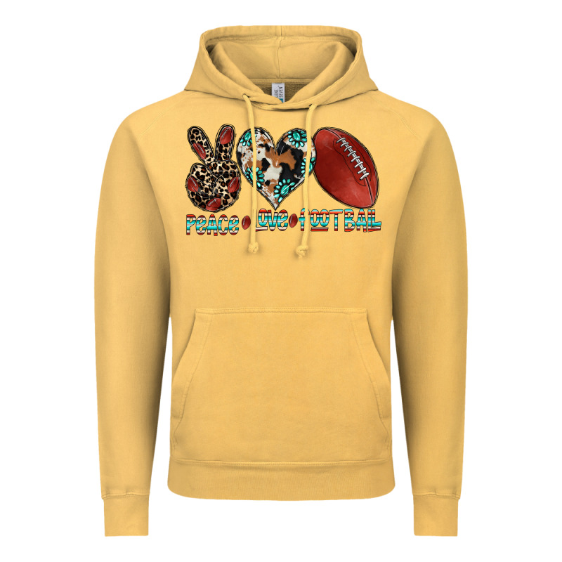 Peace Love Football Vintage Hoodie by CowhideDigitalArt | Teevron