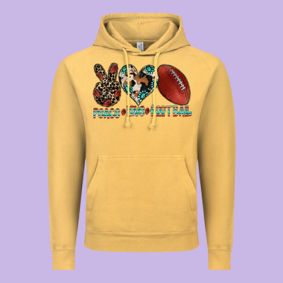 Peace Love Football Vintage Hoodie Designed By Cowhidedigitalart
