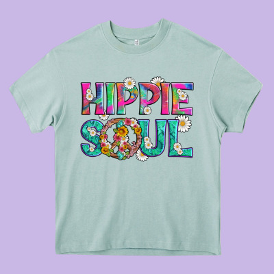 Hippie Soul With Tie Dye And Flowers Heavy Core Tee Designed By Artiststas